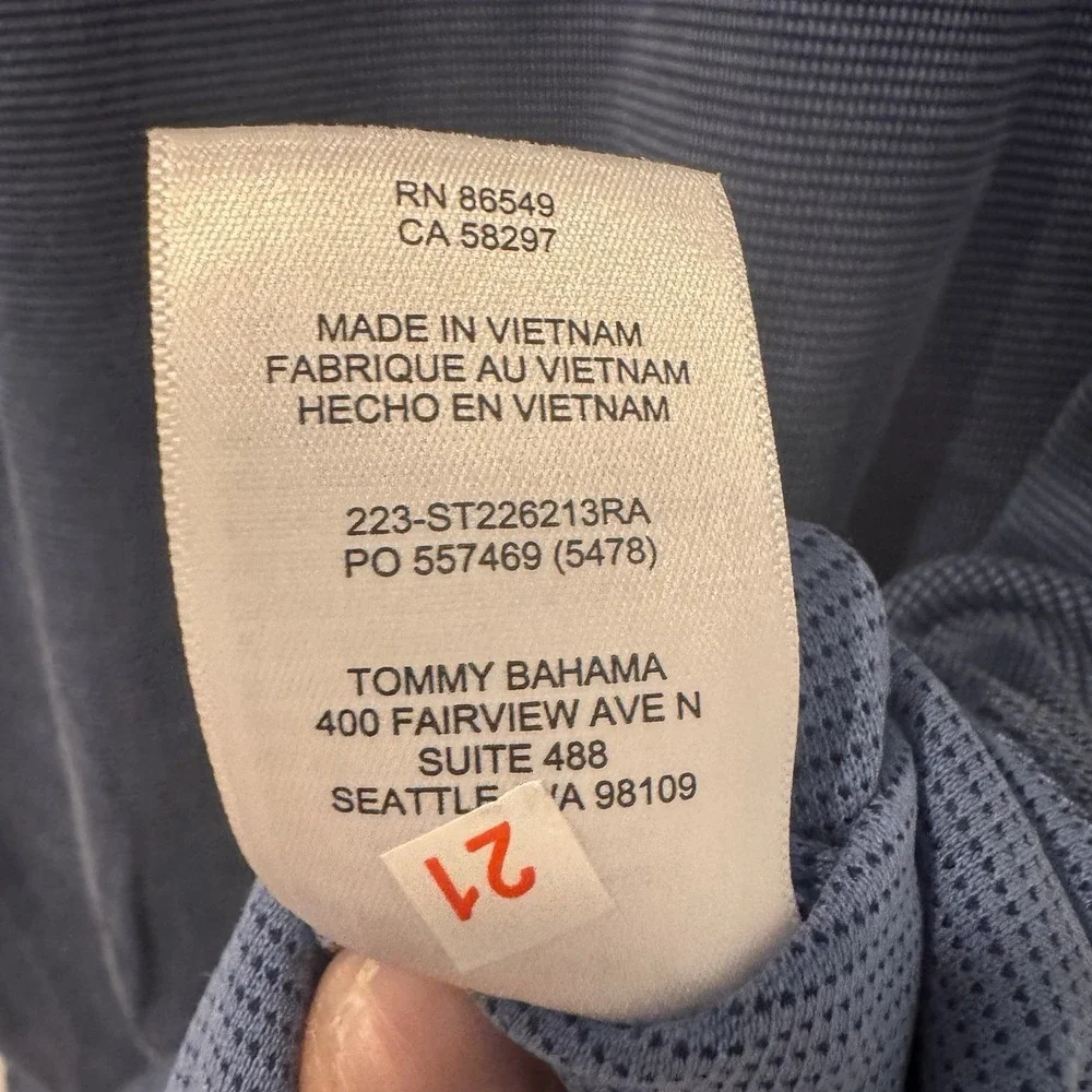 Tommy Bahama Mens Long Sleeve Polo Shirt Small Blue Textured Golf Casual‎ Modal